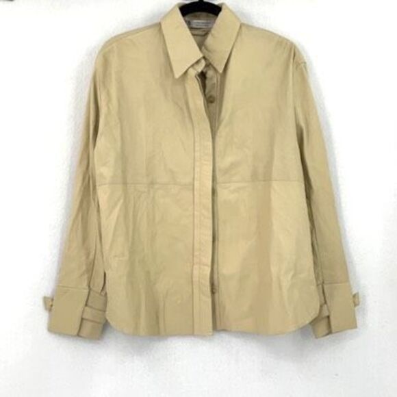 ZARA Leather Limited Edition Oversized Collared Long Sleeve Button Down Shirt Me - Picture 2 of 11